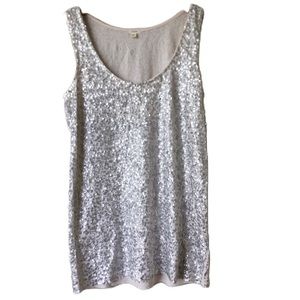 J. CREW Women's Sequin Beaded Top, rounded neckline, sleeveless, tank style, XS.